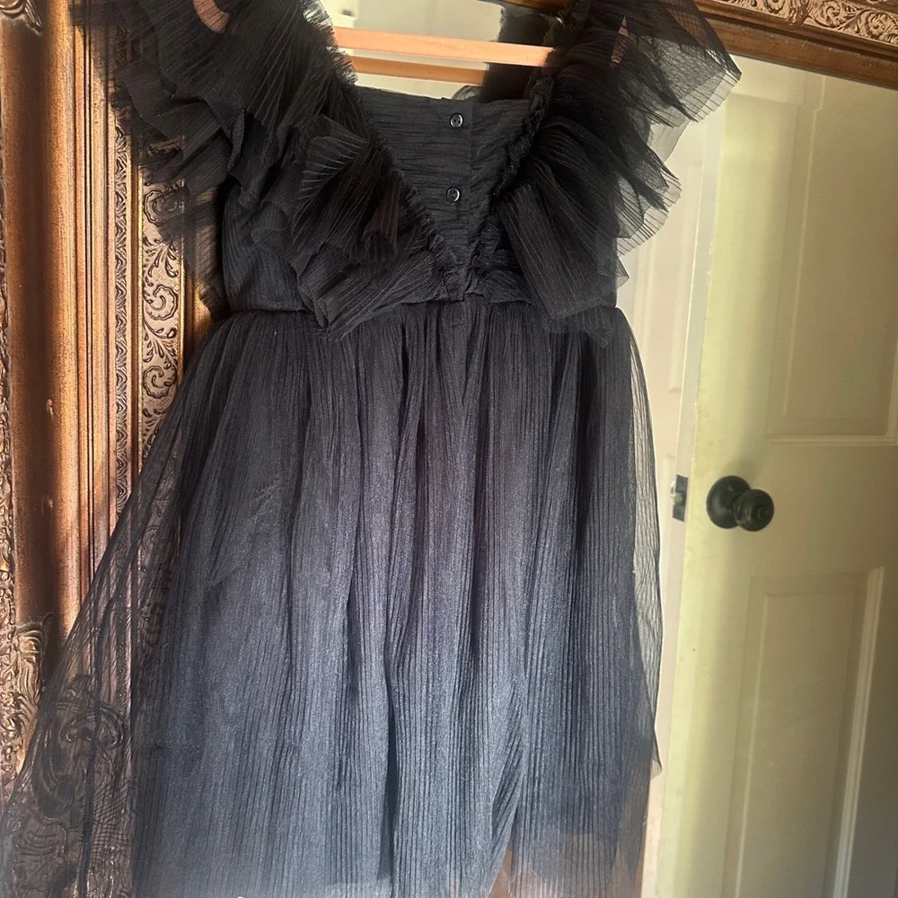 H&M Girls 7 Black Tulle Ruffled Dress - Picture 5 of 7